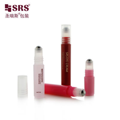 kopen RPPH-8ML Rode Injectie Glanzende Custom Design PP Plastic Container Met Dop Roestvrijstalen Kogel Roll On Voor CosmeticSerum online vervaardiging