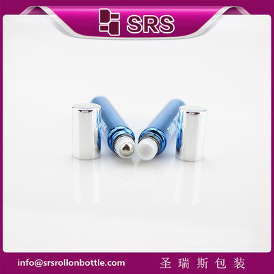 kopen SRS 10 ml blauwe glazen rolfles met zilveren aluminium dop online vervaardiging