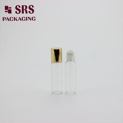 kopen SRS 5 ml glazen rollerbalfles van helder kleur met gouden aluminium dop online vervaardiging