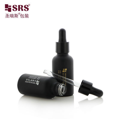 kopen D001-50ml Aanpasbaar label lege dropperfles Zwarte matte coating ontwerp voor persoonlijke verzorging Huidverzorgingsproducten met gouden hotfoil Stamping Logo Service online vervaardiging
