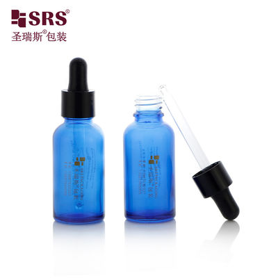kopen D001-50ml Coating Blauw Doorschijnende Glazen Essentiële Olie Fles Met Glanzend Zwarte Druppelaar Meerdere Capaciteit Voor Aromatherapie Producten online vervaardiging