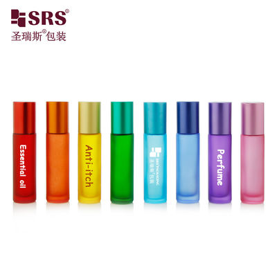 kopen BLPM-10ml Productie Regenboog Gekleurde Aanpassingsopties Oppervlak Mat Afwerking Lege Glazen Rollerfles 10ml Met jade bal Voor Anti-jeuk Parfumolie online vervaardiging