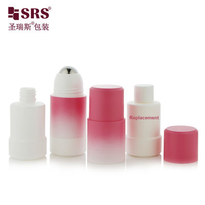 kopen RPPE(S)-50ml 75ml Verloopcoating spuiten perzikroze wit hervulbare deodorantgelrollerfles met grote stalen metalen massagebalverpakking online vervaardiging
