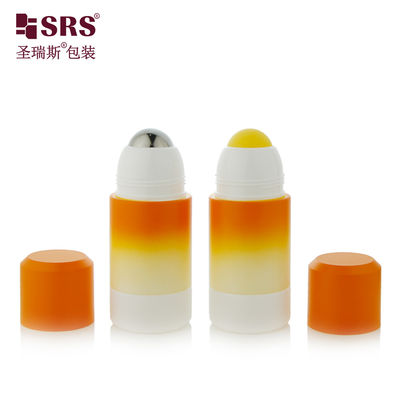 kopen RPPE(P)-50ML Lege Gradient Oranje Wit Custom Design Roll-On Fles Geproduceerd Met Logo Bedrukking Gele Holle Bal Voor Het Aanbrengen Van Verzachtende Gel online vervaardiging