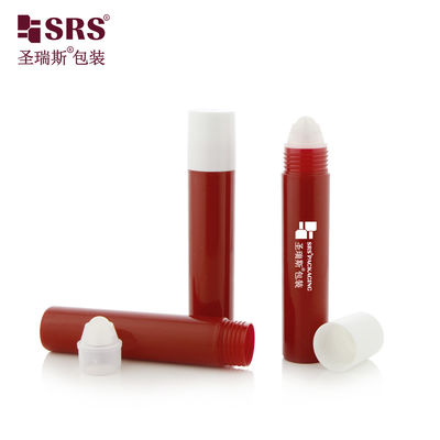 kopen Persoonlijke verzorging Cosmetische verpakking Op maat gemaakte glanzende vorm rode plastic rolflessen met witte dop 20 ml primaire verpakking online vervaardiging