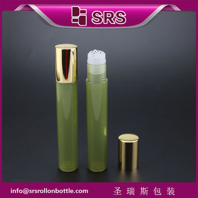 kopen Cosmetische luxe 15 ml groen plastic drie stalen bal rollen op fles online vervaardiging