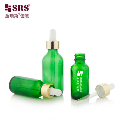 kopen Luxury Collar 1oz 2oz Green Glass Dropper Bottle for Essential Oil online vervaardiging