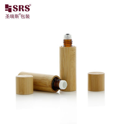 kopen Cosmetisch glas bamboe rol op fles 5 ml voor essentiële oliën Parfum online vervaardiging