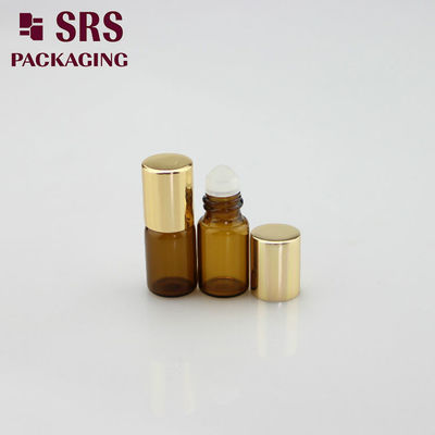 SRS lege 2 ml amberkleurige mini glazen parfumflesje met aluminium dop