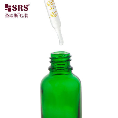 D002-50ml Liquid Green Glass Dropper Bottle Leak Proof for Essential Oil
