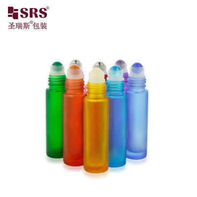 BLPM-10ml Aanpasbaar meervoudig gekleurd Dikke wand Vorm geglazuurd groen Glas flacon Rolffles Voor cosmetische en parfum olie toepassingen met edelsteen bal