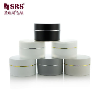 SRSJK-100g Cosmetische Toepassingen 100g PP PCR Recycle Zwart Grijs Heren Gezichtsverzorging Verpakking Plastic Pot Set Met Deksel Voor Baardcrème