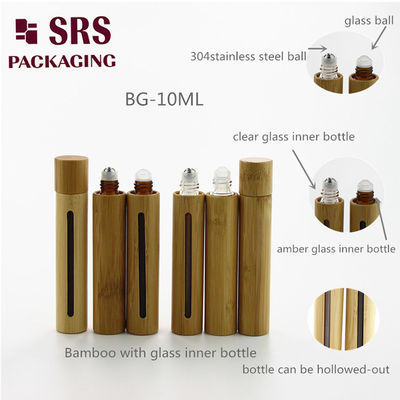SRS Echte Bamboe Cosmetische Parfum Glazen Roll On Fles 8ml 10ml 15ml