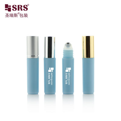 RPA-5ML Blauwe lege plastic rolfles met zilveren metalen rolbal